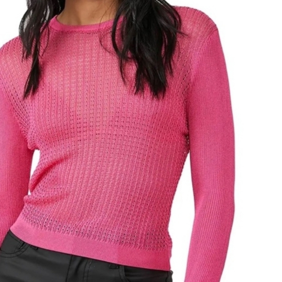 Free People H2O Crewneck Pullover Lightweight Sweater Hibiscus Highlight Size S - Picture 4 of 14